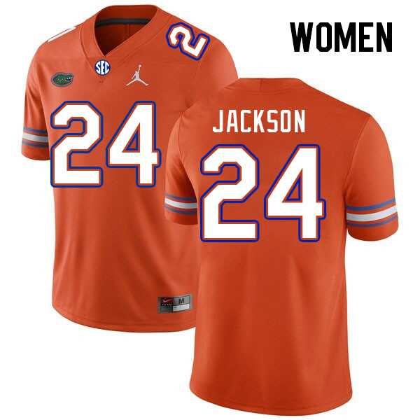 Women #24 Ja'Kobi Jackson Florida Gators College Football Jerseys Stitched Sale-Orange - Click Image to Close